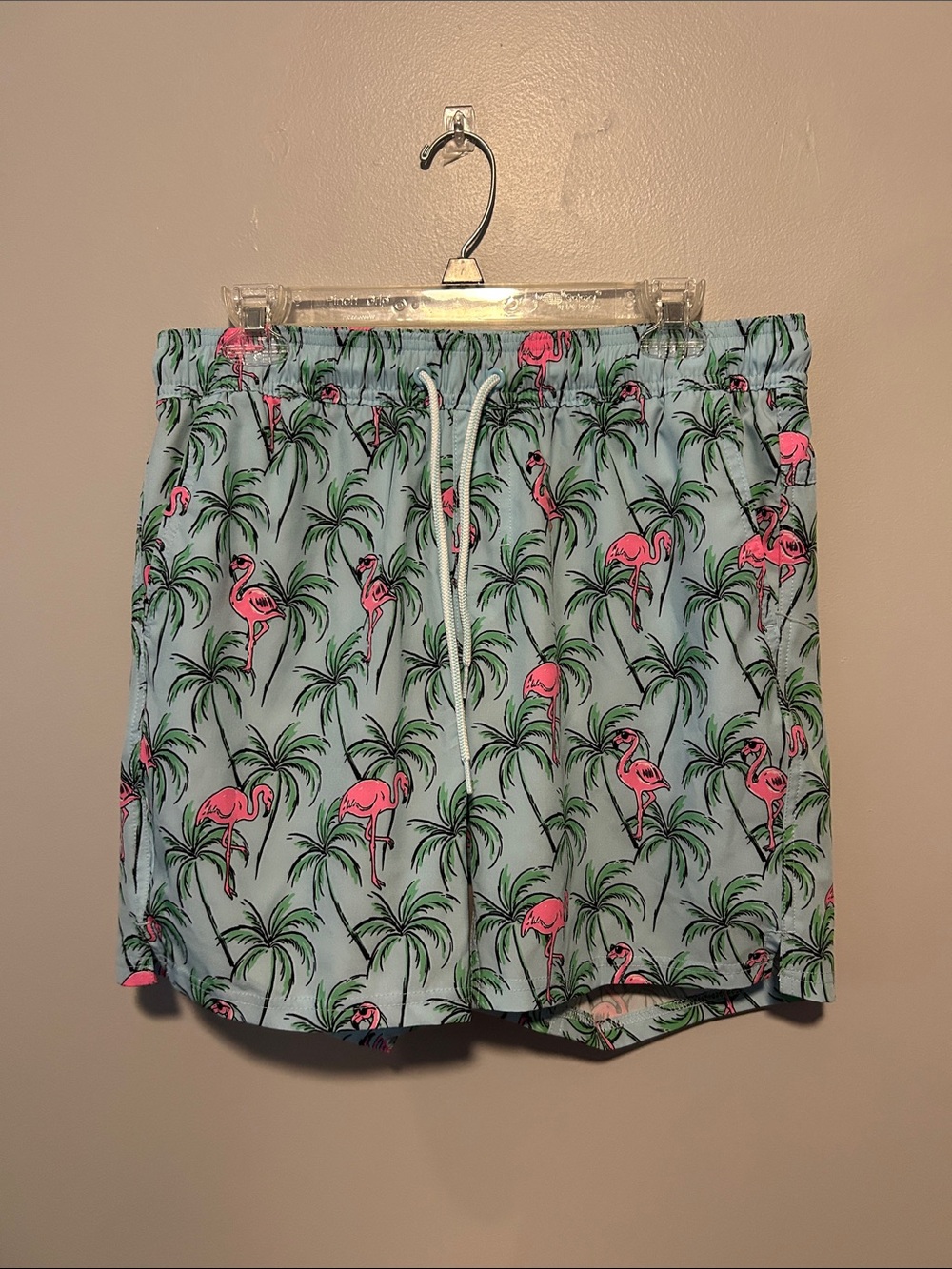 Men’s George Light Blue Flamingo & Palm Print Swim Shorts